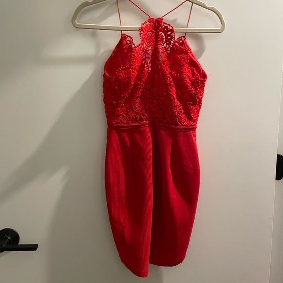 Hello Molly Fire Up Lace V Neck Red Dress - Picture 5 of 8